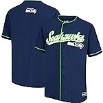 Ultra Game NFL Official Adults Game Day Button Down Baseball Mesh Jersey Shirt - Unisex, Seattle Seahawks, Team Color, Medium