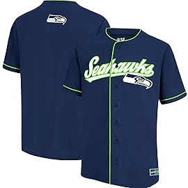 Ultra Game NFL Official Adults Game Day Button Down Baseball Mesh Jersey Shirt - Unisex, Seattle Seahawks, Team Color, Medium