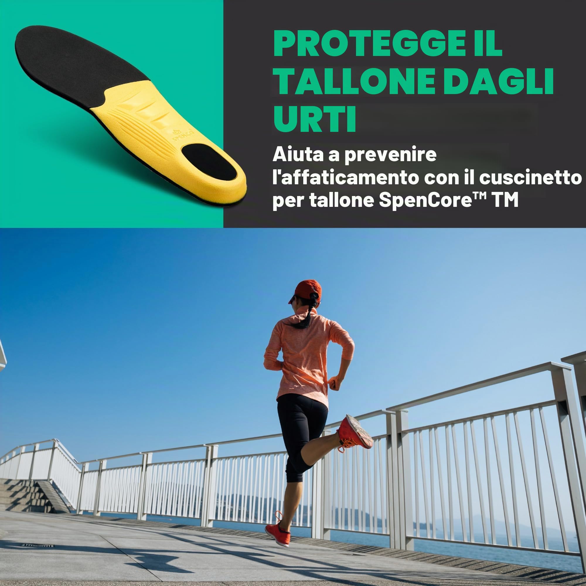 Spenco - Solette Cross Trainer Polysorb per scarpe da uomo con ammortizzazione e supporto dell’arco plantare, per attività fisica, 47-48,5