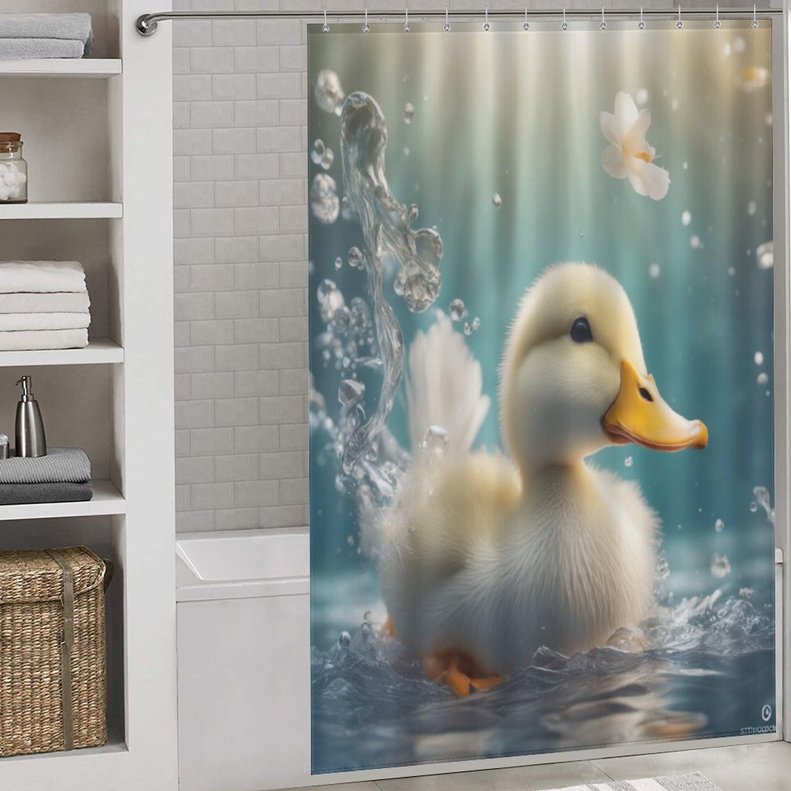 Rideau de douche canard jaune pour baignoire familiale ludique et propre
