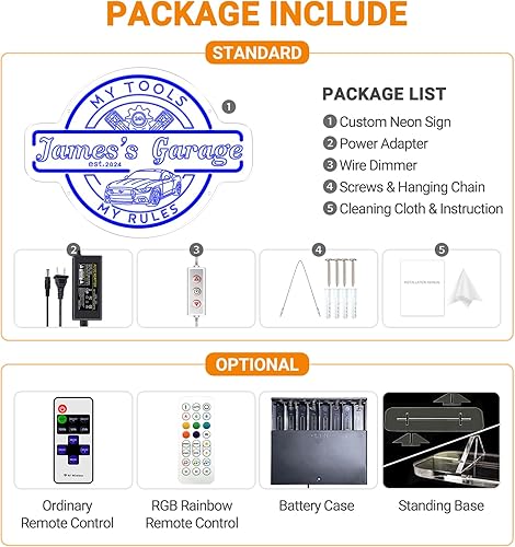 Miniatura 6 de Letrero de neón de garaje personalizado para decoración de pared, letrero LED de garaje personalizado, letrero personalizable con tu nombre para el