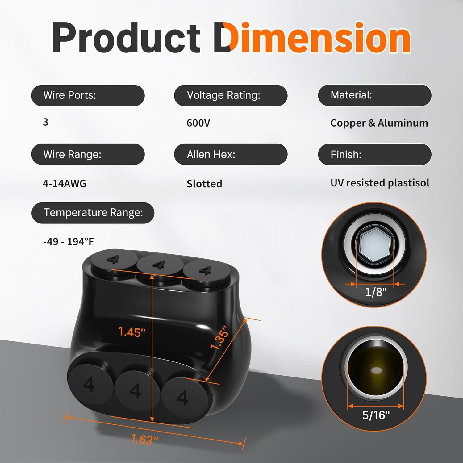 Joinfworld 6pcs 2 Port Inline Splice Connector 4-14 AWG + 6pcs 3 Port Insulated Multi Tap Connector Aluminum to Copper Wire Connectors 4-14AWG