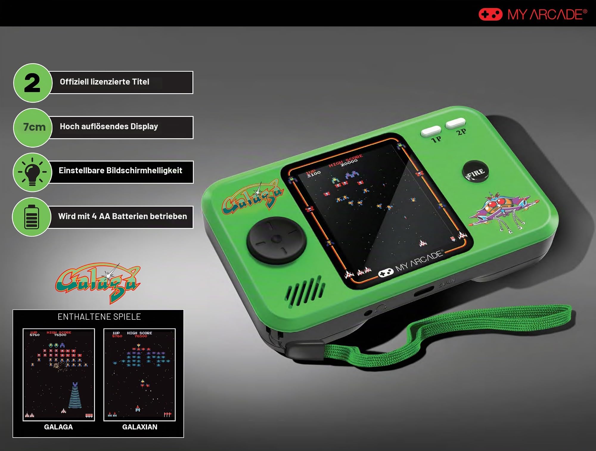 MY ARCADE Pocket Player Galaga Portable Consola Retro