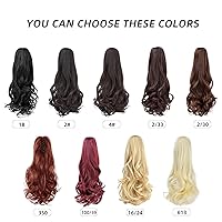 Vista 7 de Extensión de cola de caballo, extensiones de cabello largo y rizado de 16 pulgadas, extensión de cabello sintético de aspecto natural para mujer