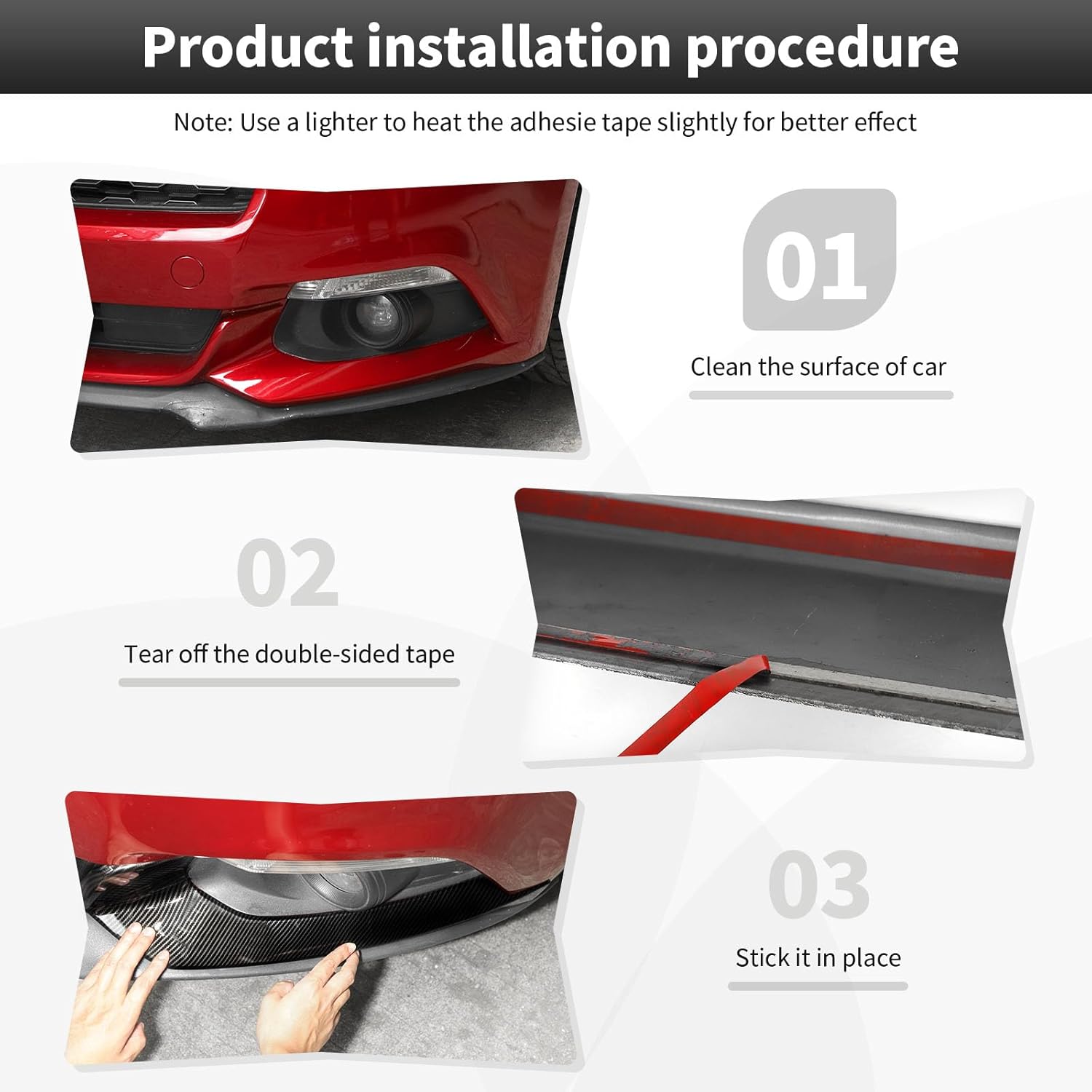CheroCar Front Bumper Cover Compatible with 2015 2016 2017 Ford Mustang Carbon Fiber Bumpers Face Bar Grille Shutters Lower Grille Trim Panel Encircle License Plate Bracket Mount Fascia Cover