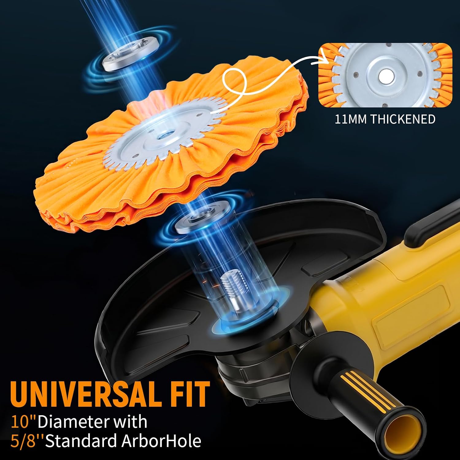 10" Airway Buffing Wheels for 4.5" Angle Grinder,4PCS 16-Layer Polishing Wheel, 5/8" Arbor Hole, Mirror Finish on Bumpers, Semi Trailer Wheels, Fuel Tanks, Side Steps & Diamond Tread Plates