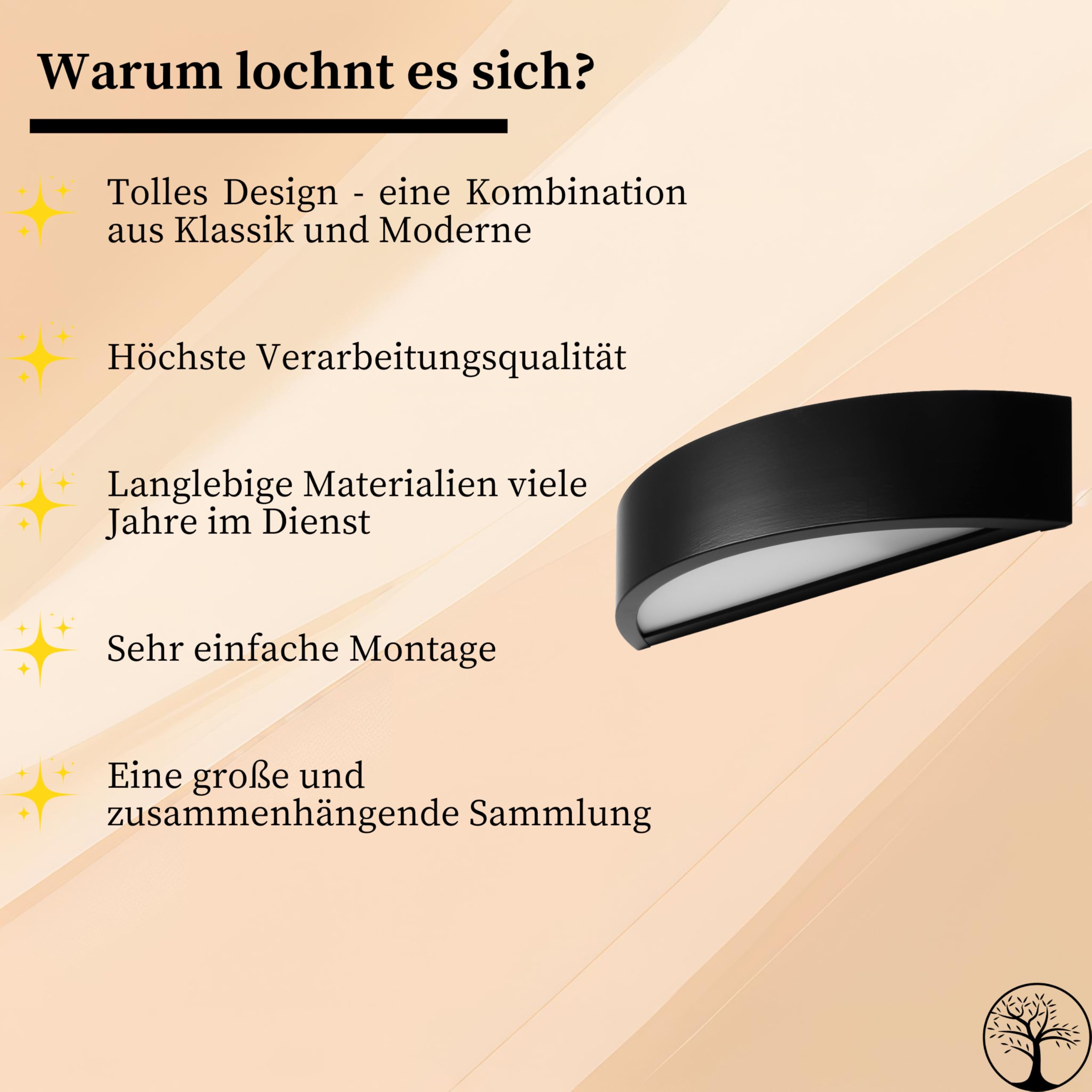 Wandleuchte Innen E27 Oben-Unten Beleuchtung - Wandlampe Holz Schwarz - Modern Halbrunde Wandbeleuchtung für Schlafzimmer, Wohnzimmer, Flur, Küche - Stilvolle Kiefernholz LEJA
