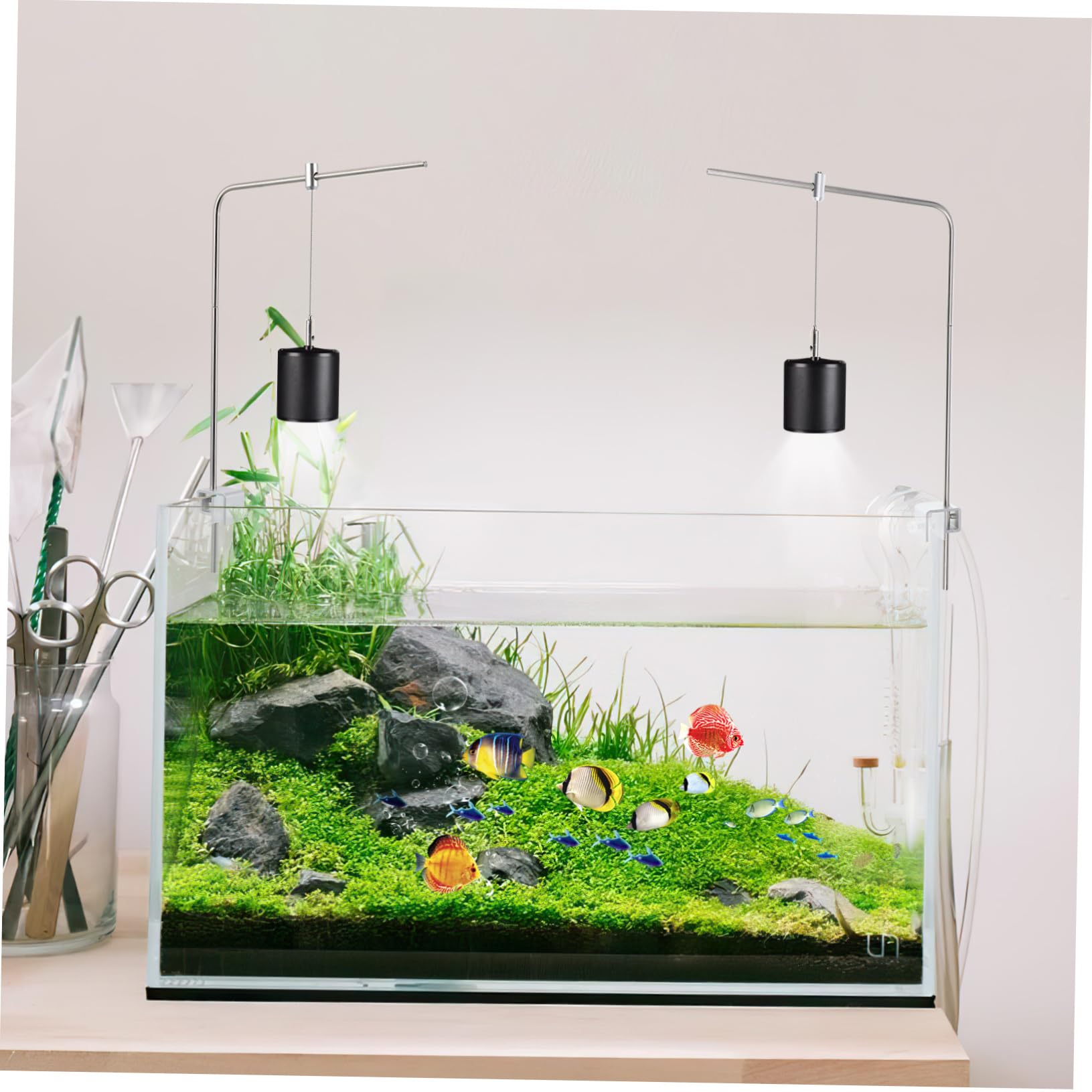 Aquarium Lampenhalterung aus Aluminiumlegierung, Silber, Verstellbar