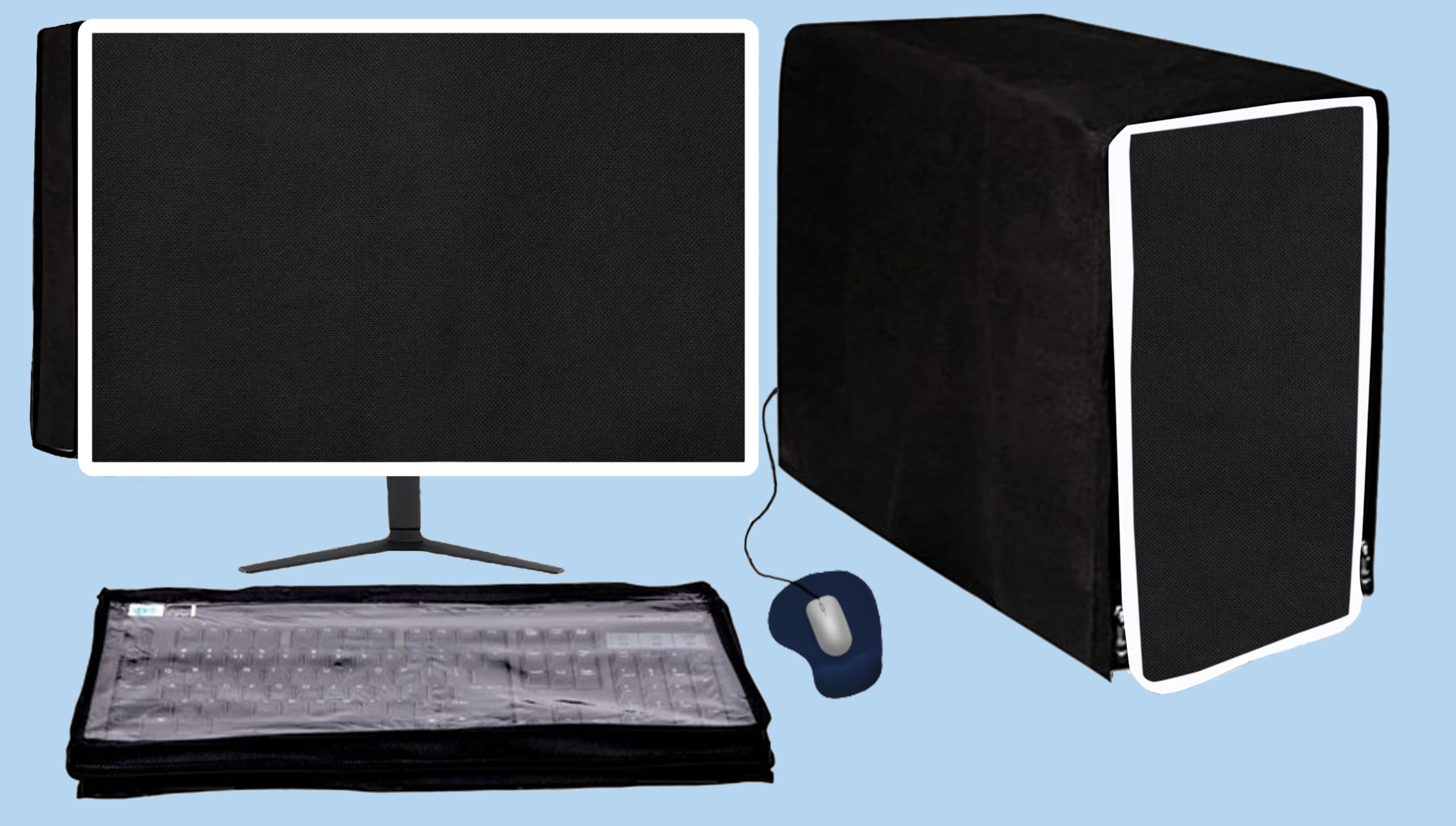 Computer Desktop 3 in 1 DustProof Cover Combo 22 Inch Computer Desktop CPU Keyboard Cover Set of 3 in Size of 21x1.5x15 Inch-image-19