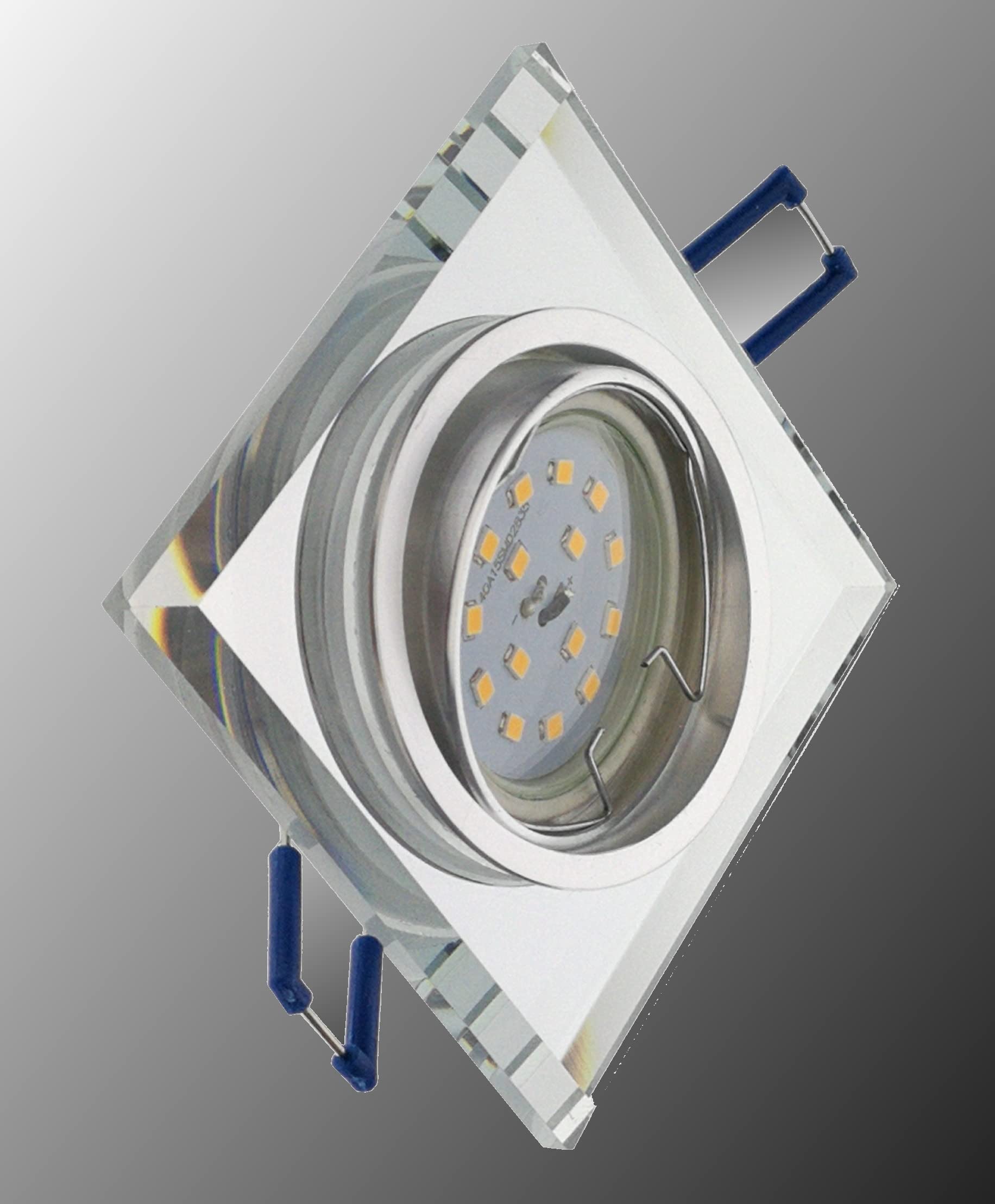 Trango 5er Set *CRYSTAL* Deckenstrahler 6729S-05GUSD aus Glas handgeschliffen inkl. 5x 3-Stufen dimmbar GU10 LED Leuchtmittel 3000K warmweiß, Einbauleuchte, Einbauspot, Deckenleuchte