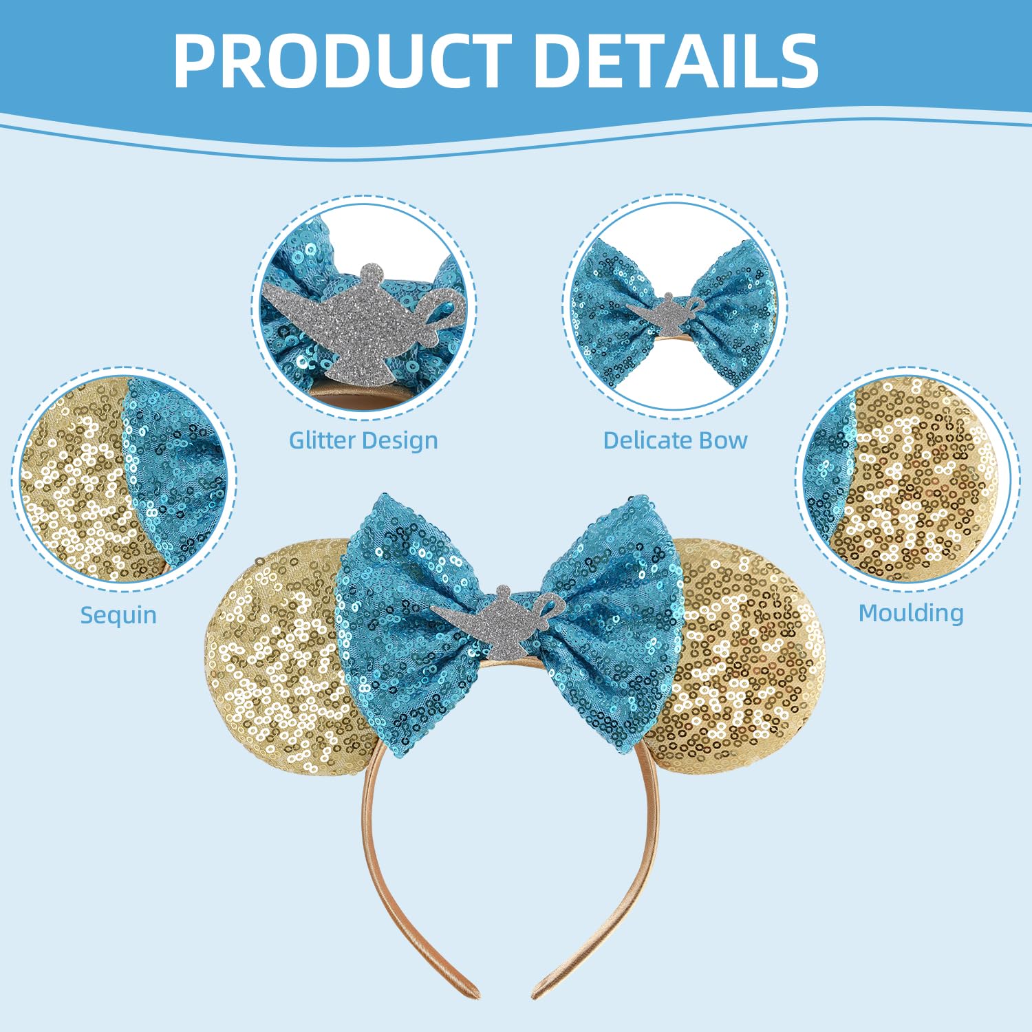 Amazon.com: Seamoy Rose Gold Minnie Ears Headband, Princess  display picture 1