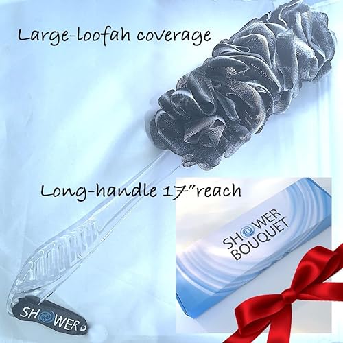 Miniatura 7 de SHOWER BOUQUET Loofah-Charcoal Back-Scrubber 2-Pack  Cepillo de esponja de baño de mango largoEsponja extra grande de malla suave Lufa-Lufa-Loufa