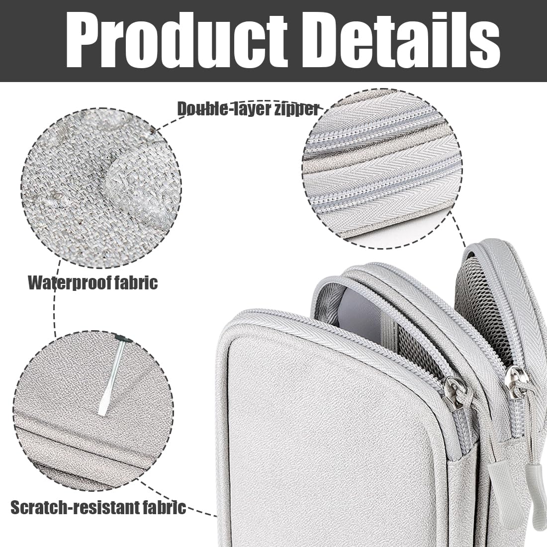 Custodia per Hard Disk, Custodia Hard Disk Esterno, Antiurto Rigida Cover Case, Borsa SSD HDD, Compatibile con SSD HDD, Cavi, Schede SD, Chiavetta USB, Power Bank, Grigio