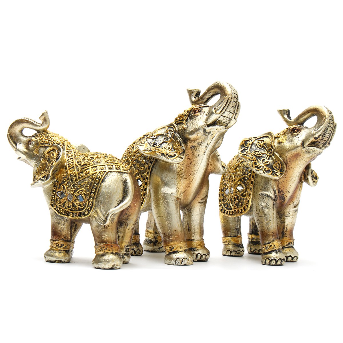 ChaRLes 7Pcs Résine Mini Éléphants Exotiques Ornements Éléphant Maison Bureau Décoration Quincaillerie Décorative