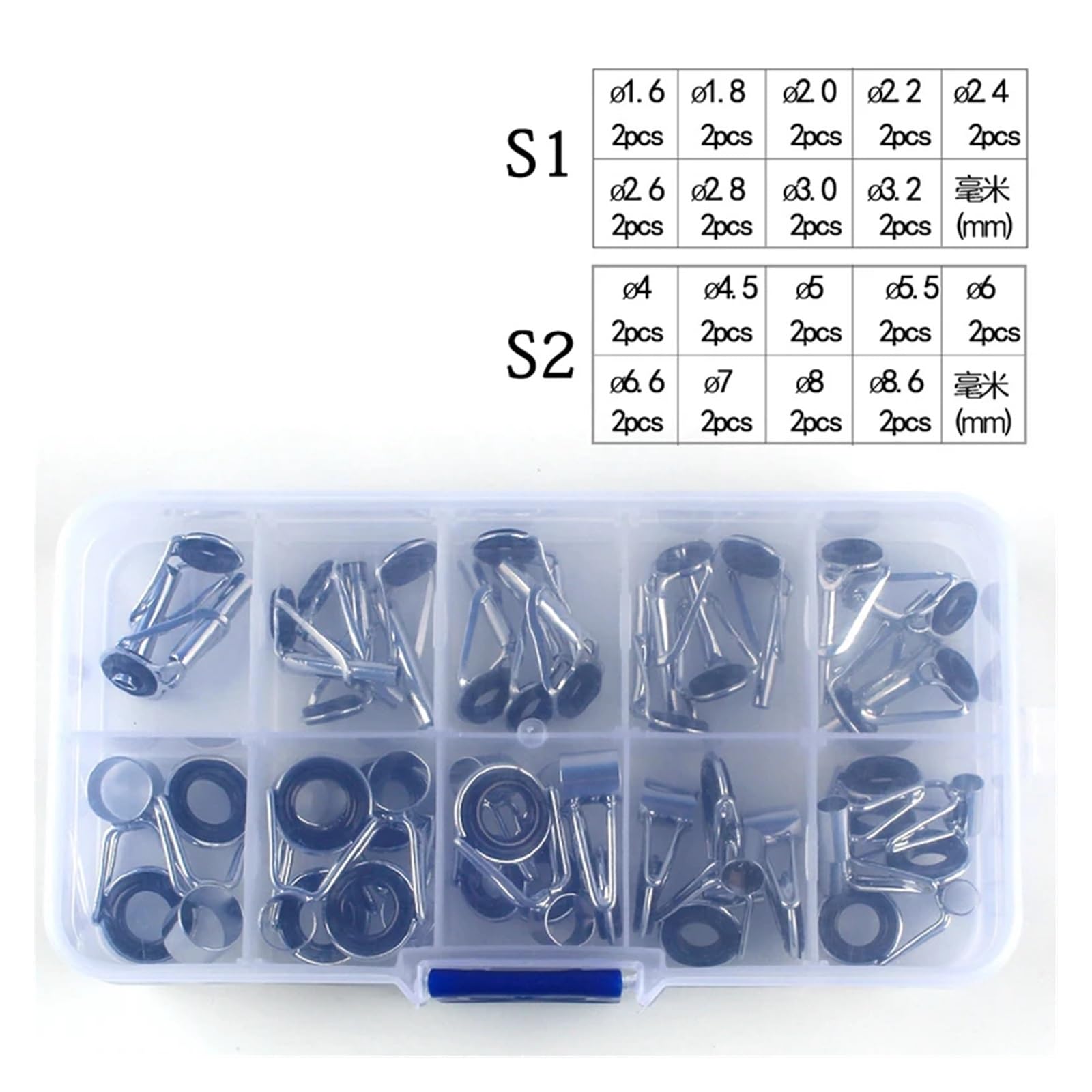 Anelli Canna Da Pesca 36 pz/scatola Kit di riparazione punta guida for canna da pesca Set anello for occhio fai da te telai in acciaio inossidabile anello guida linea TS accessori strumenti