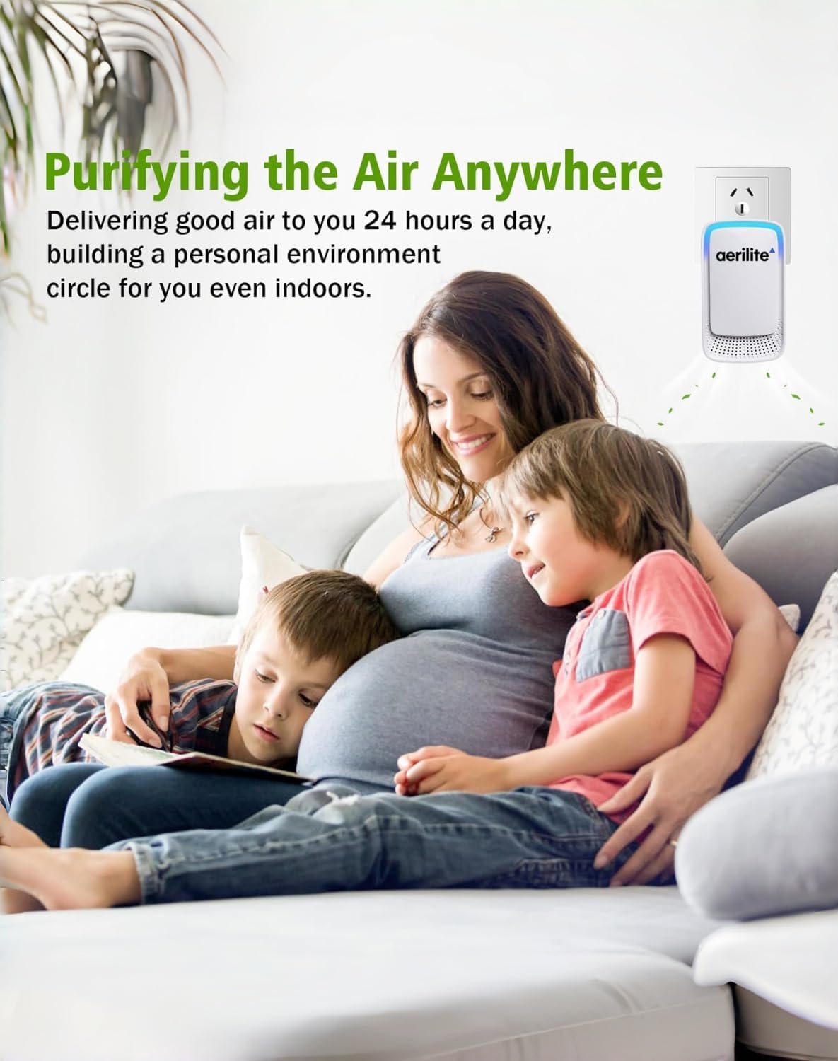 Aerolite Ionizzatore Plug In, purificatore d'aria aerilite, purificatore d'aria portatile e silenzioso agli ioni negativi, per uso domestico, animali domestici e comfort quotidiano, ultra silenzioso