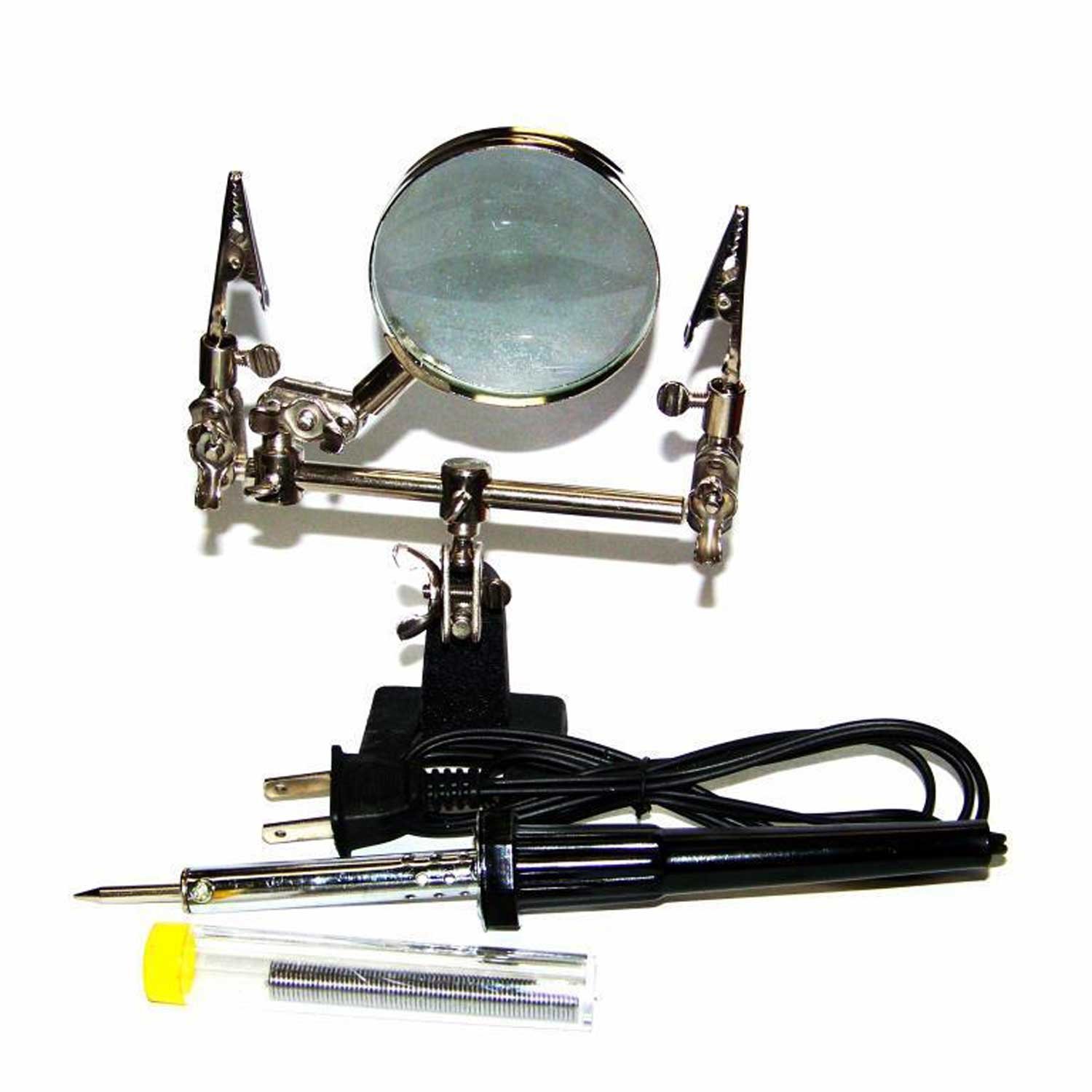 30w Soldering Iron And Helping Hand Magnifying Glass And Soldering Wire Tool Kit