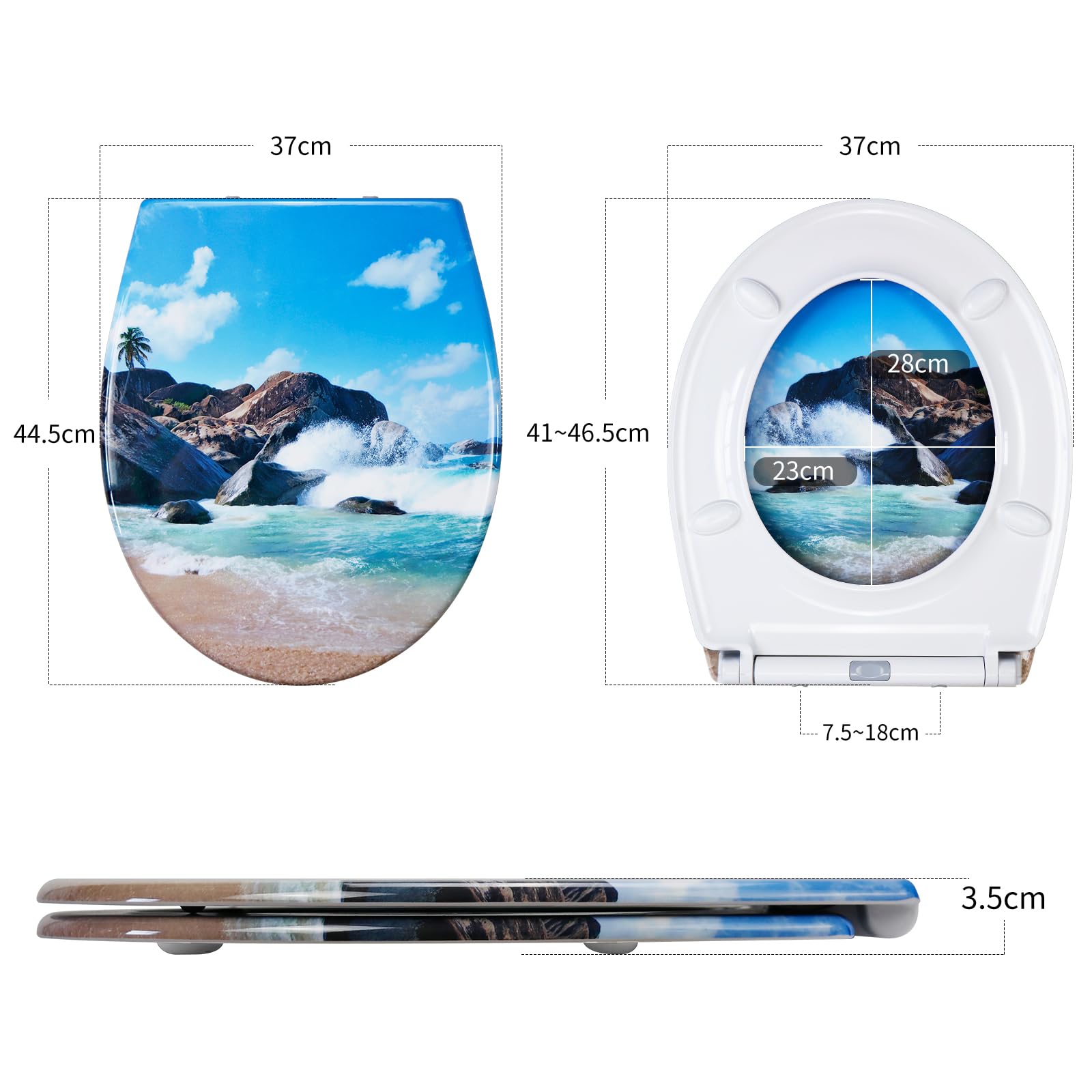Fanmitrk Duroplast Soft Close Toilet Seat-Quick Release Toilet Seats with Top Fixing,Colorful Pattern,Easy fit Easy Clean(UF01-23) - Image 3