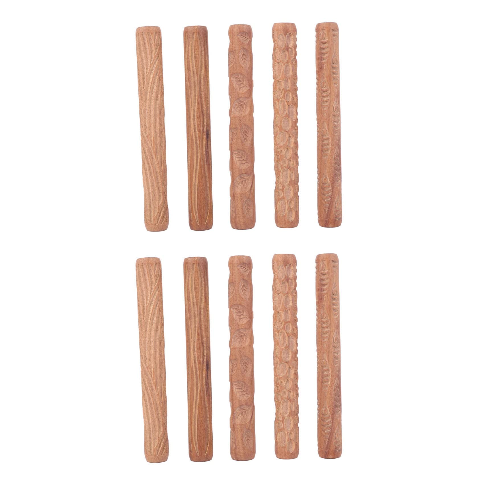 Hndhbfgrt 10PCS Pottery Tools Wood Hand Rollers for Clay Clay Stamp Clay Pattern Roller