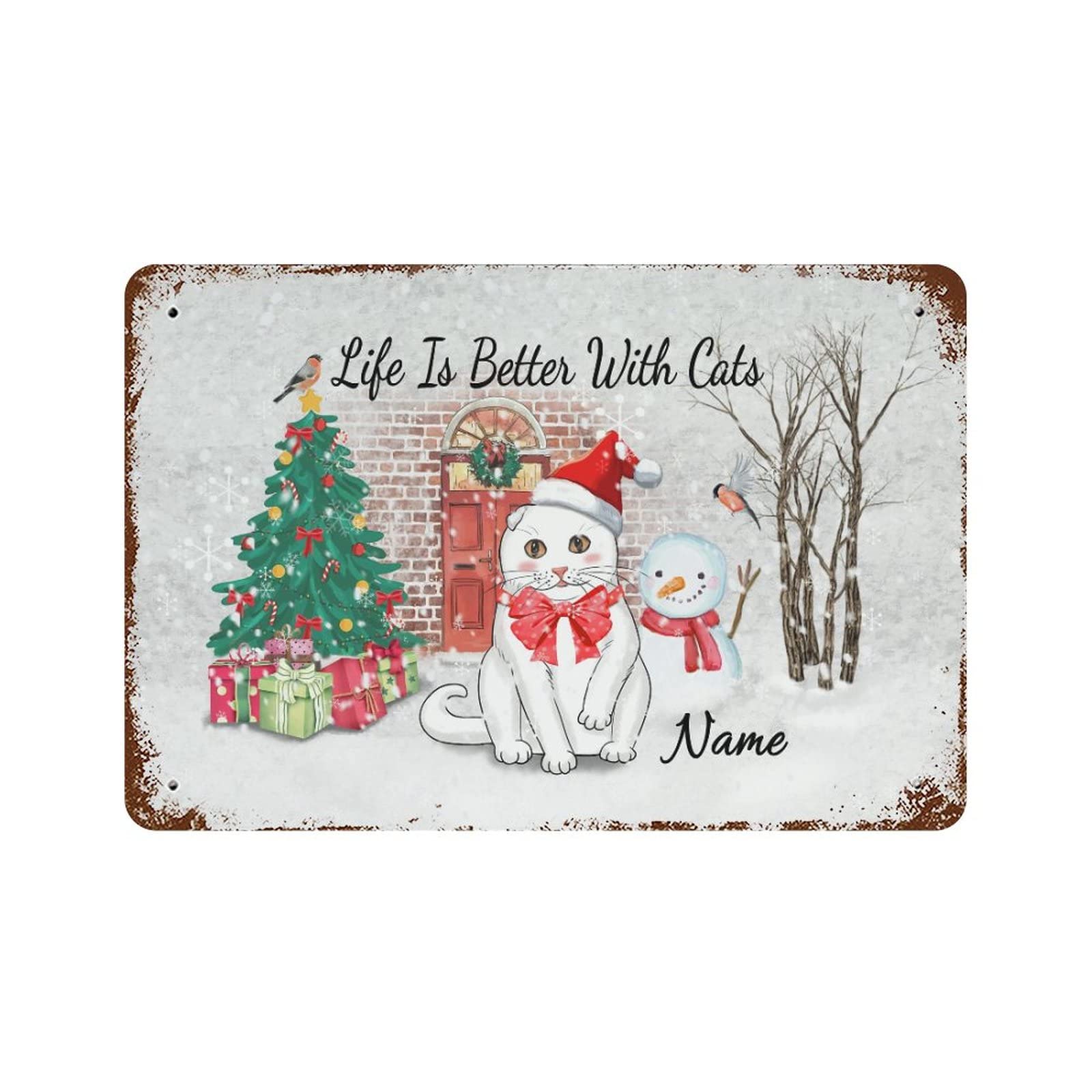 Plaque en métal chat personnalisable panneau déco vintage vintage garage et abri