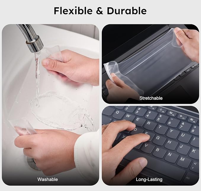 Cubierta de teclado universal para laptop 15.6-16 pulgadas, silicona, transparente miniatura 6