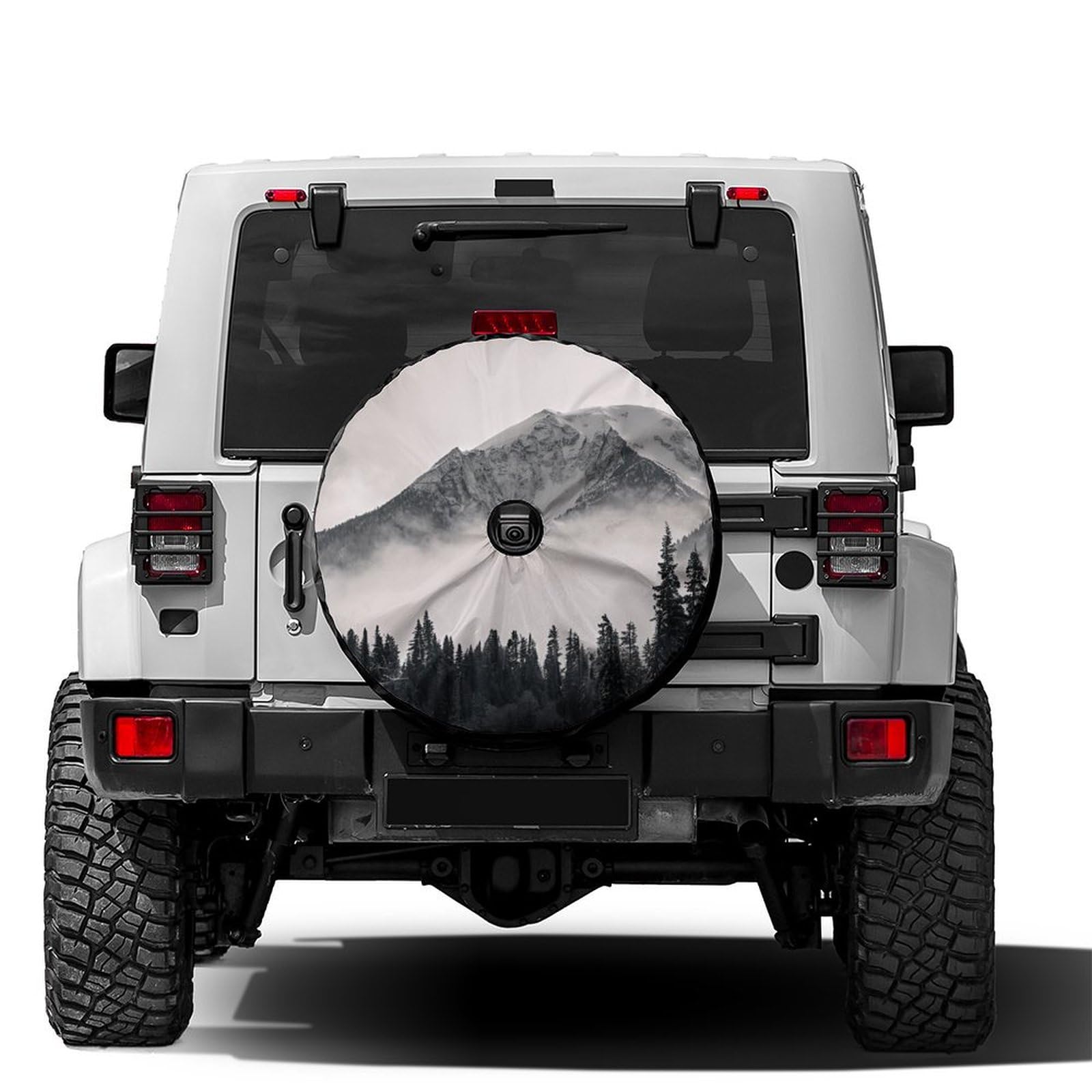 Dujiea Foggy Mountains Spare Tire Cover with Backup Camera Hole, Universal Wheel Tire Cover Tire Protectors for Trailer Rv SUV Truck Camper and Many Vehicle 17inch
