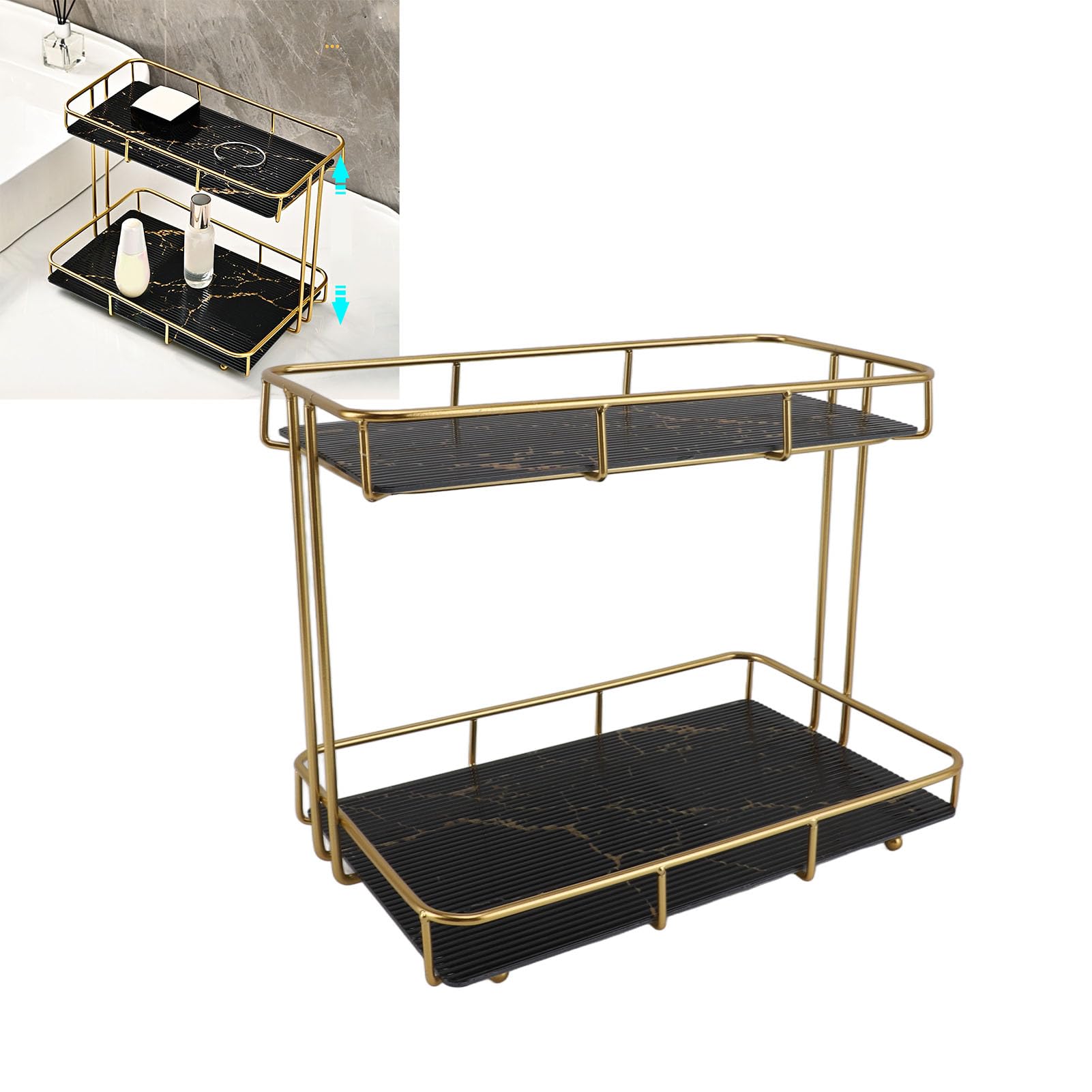 Étagère De Comptoir À 2 Niveaux, Pour Salle De Bain Et Épices De Cuisine