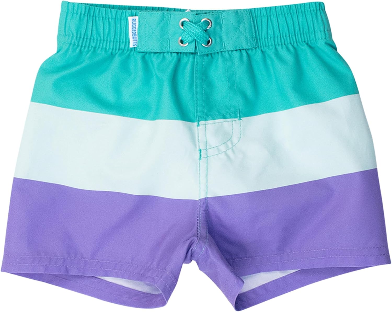 RUGGEDBUTTS Boys UPF50+ Sun Protection Striped Color Block Swim Trunks