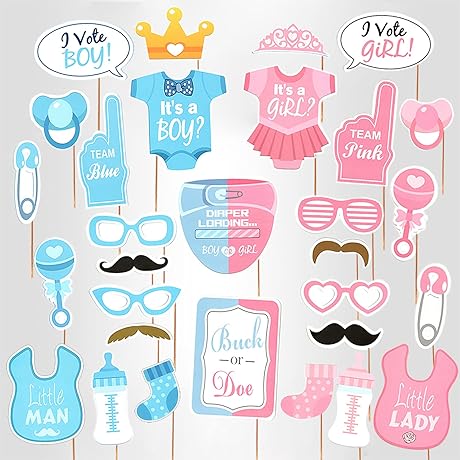 Baby Photo Booth Props Gender Reveal Party Boy or Girl