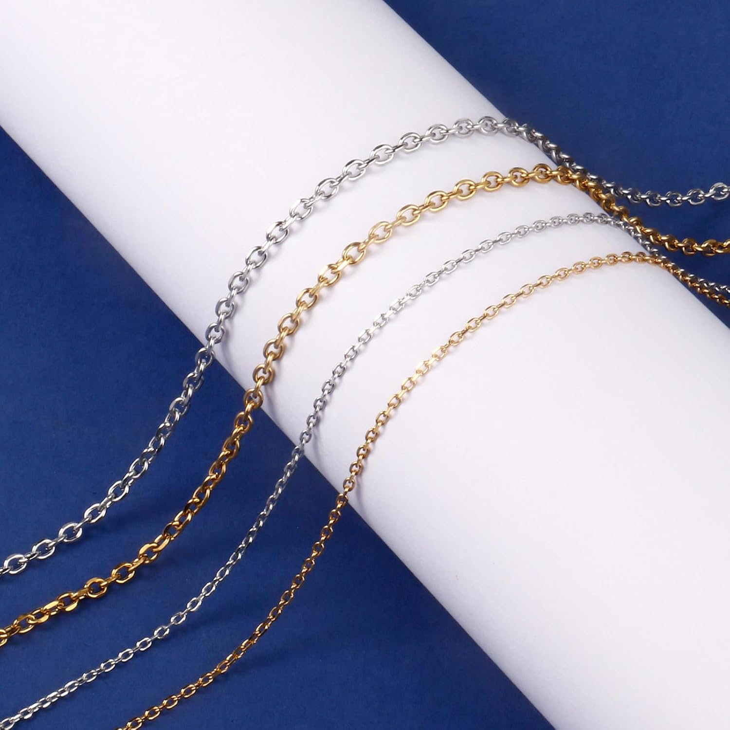 [66 FT] Stainless Steel Rolo Cable Chains Bulk for Jewelry Making, 1.5mm 304 Stainless Steel Diamond-Cut Oval Cable Links Chains Roll Spool for DIY Craft Jewelry Making - Image 6