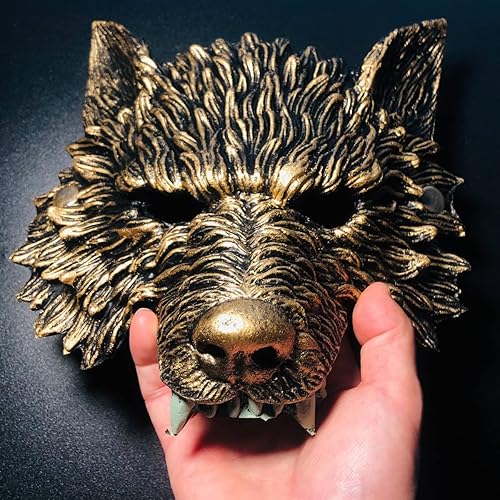 Miniatura 3 de Alodidae Máscara de lobo, máscaras de cabeza de animal para adulto, máscara de hombre lobo aterradora para festival, cosplay, disfraz de Halloween