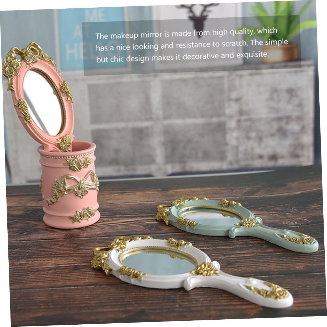 Handspiegel für Damen, Kosmetikspiegel aus Glas und Kunstharz