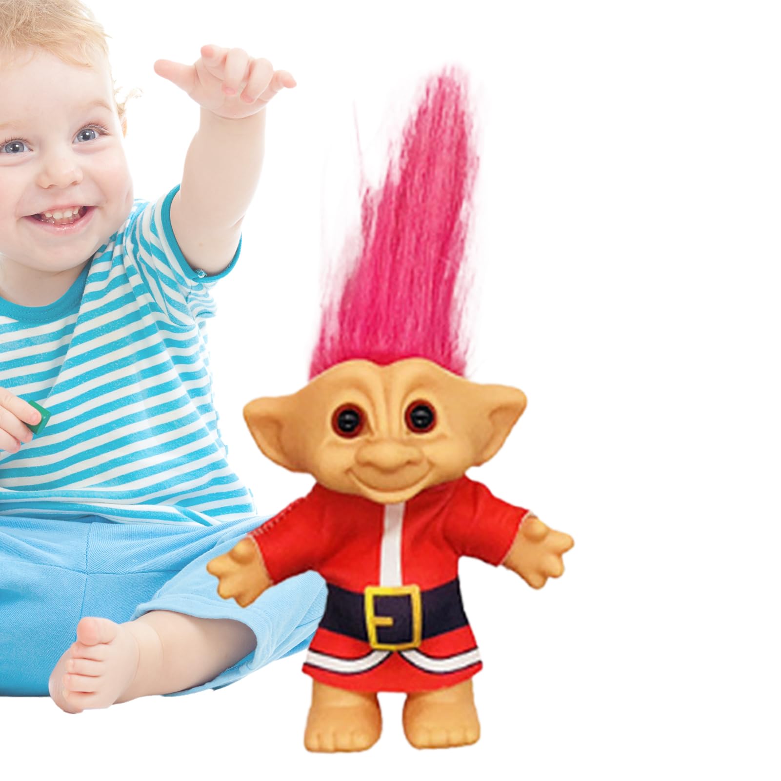 Troll Toys, Cute Christmas Action Figures, Retro Funny Shelf Figurines, Decorative Desk Ornament for Holiday Living Room Shelf Bedroom Bookshelf