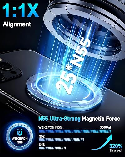 Miniatura 4 de WEKEFON Soporte de teléfono para automóvil MagSafe, soporte de teléfono con ventosa ajustable de 360, soporte de teléfono plegable con ventosa,