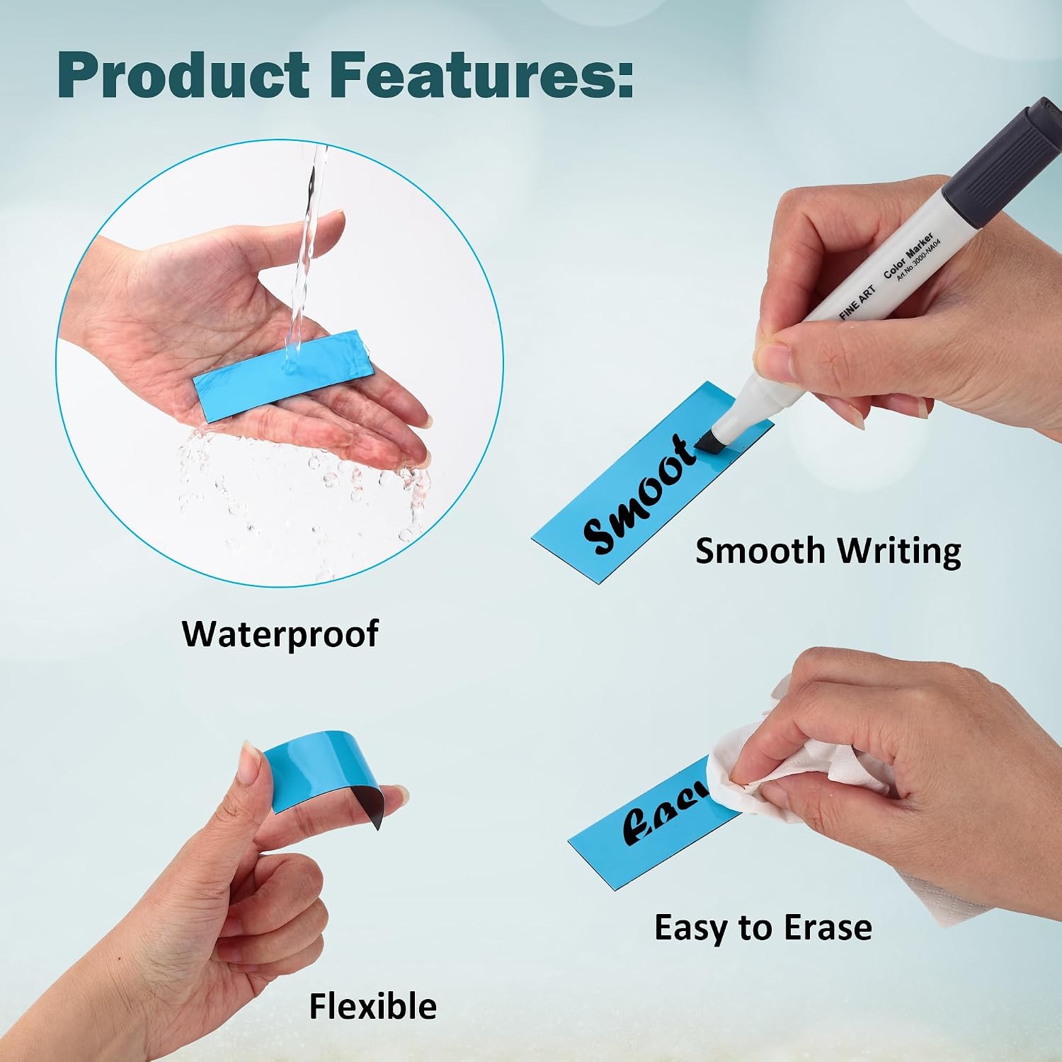 LLPT Dry Erase Magnetic Labels, 1" x 3" 50 Packs, Red image 5