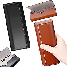 BENIFILE Glasses Case Hard Shell, 2Pcs Portable Hard Sunglasses Cases, Maroon Black Leather PU Hardshell Spectacle Cases for Men Women Unisex Reading Eyeglasses