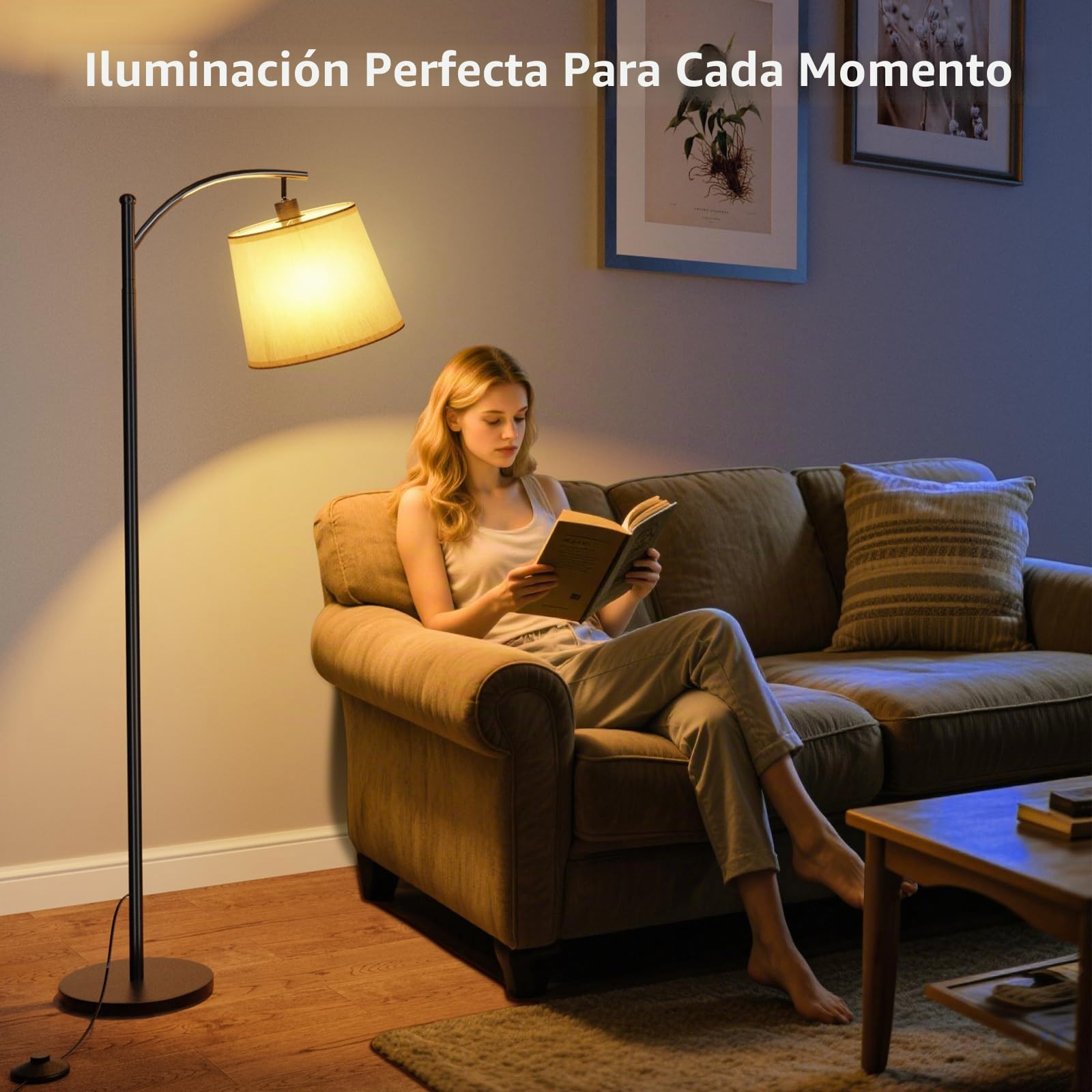 Lámpara de Pie para Salón, Lámpara de Pie Led con Control Remoto, Interruptor de Pie, 3 Temperaturas de Color, Adecuada para Salón, Dormitorio y Oficina