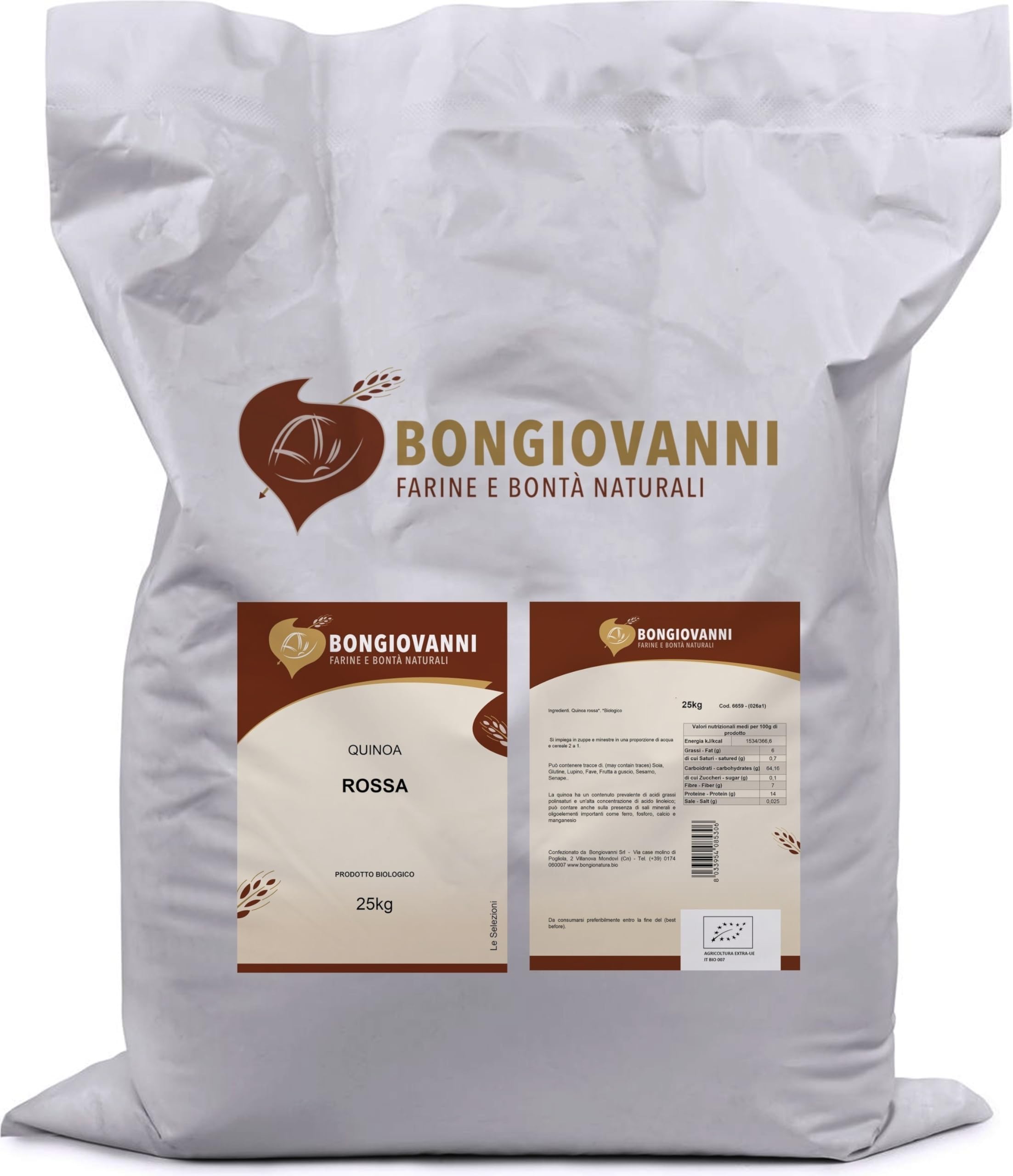 BONGIOVANNI Farine e Bontà Naturali Rote Quinoa 25 kg BIO