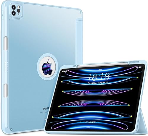 VIKESI Funda para iPad Air de 13 pulgadas M2 2024, parte trasera lisa mate, marco de TPU a prueba de golpes, soporte para lápiz integrado, apagado y