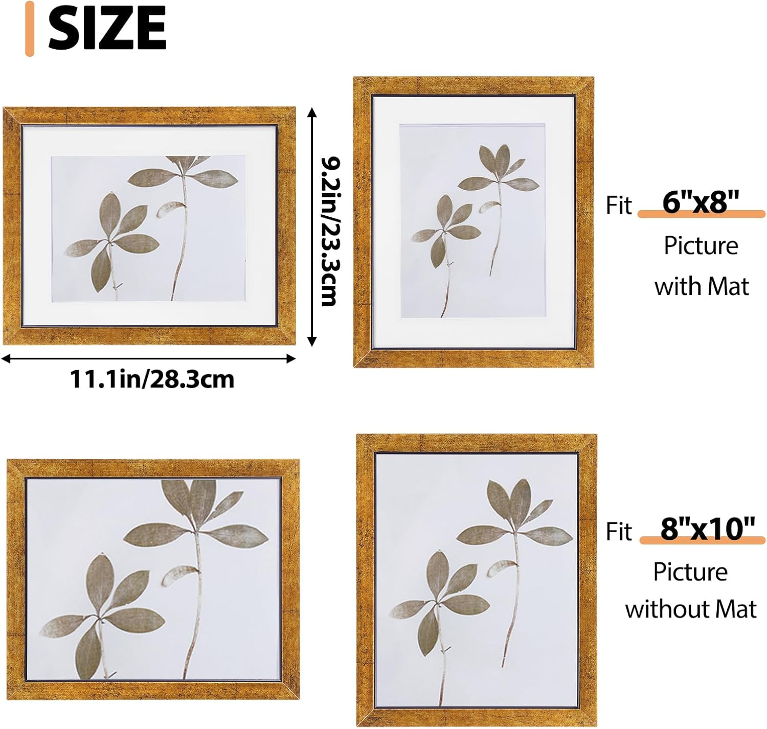 Fixwal 8x10 Picture Frame Set of 5, Vintage Photo Frame, Rustic Retro Picture Frame with Tempered Glass, Decorative Art on Walls and Tabletop Placement - Image 2