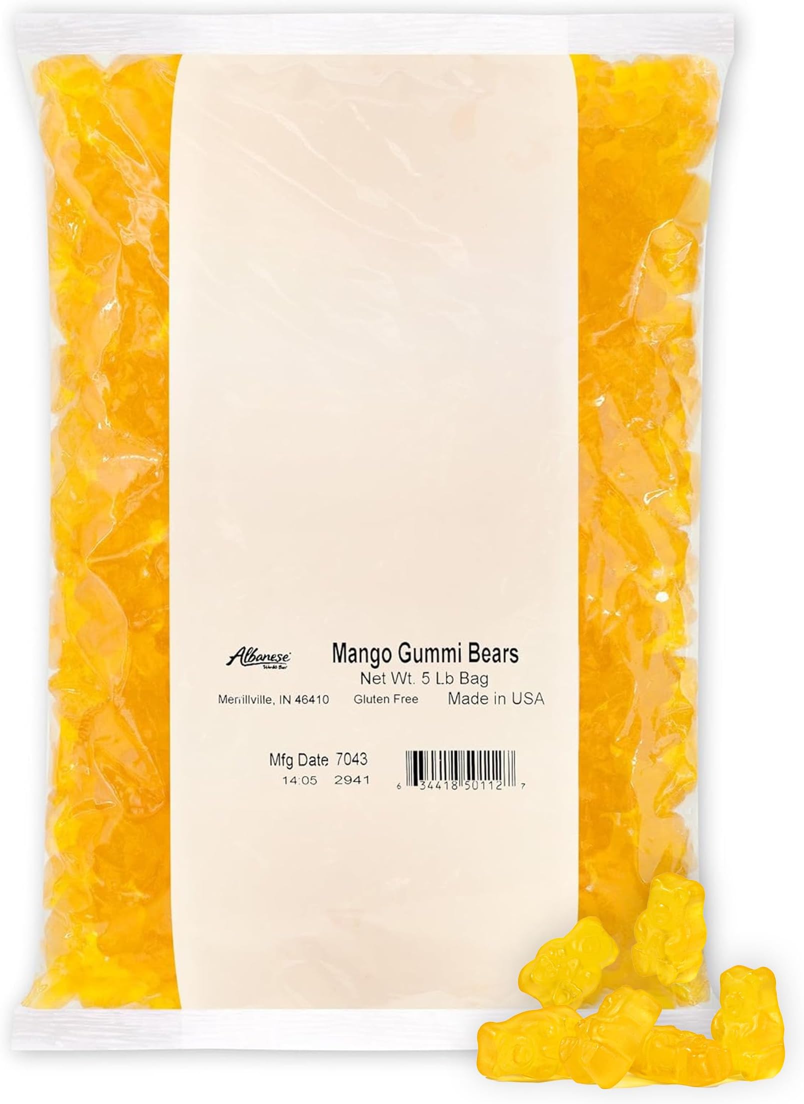 Candy, Mango Gummi Bears, 5-pound Bag
