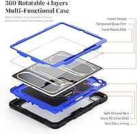Vista 2 de BLOSOMEET Funda protectora para iPad Pro de 13 pulgadas M4 con protector de pantalla de vidrio templado y soporte para lápiz, funda azul de moda
