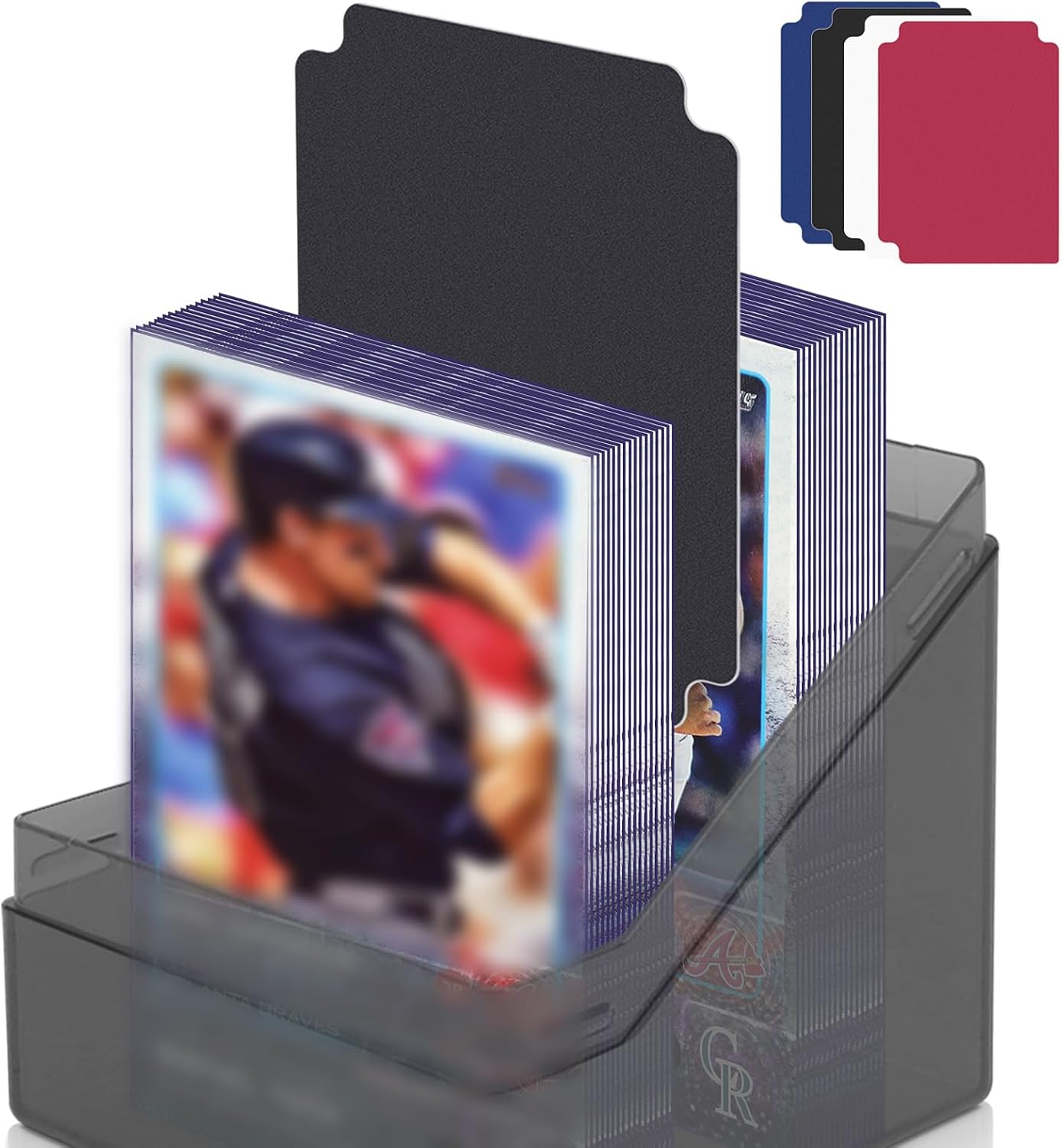 KKU Card Deck Boxes with 4 Pack Acylic Card Cases, Magnetic Closure Trading Card Deck Storage Box Fits 800+ Sleeved Cards Sport Cards
