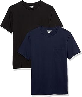 Amazon Essentials Herren Kurzärmeliges T-Shirt mit Rollkragen und Tasche, Schmale Passform, 2er-Pack