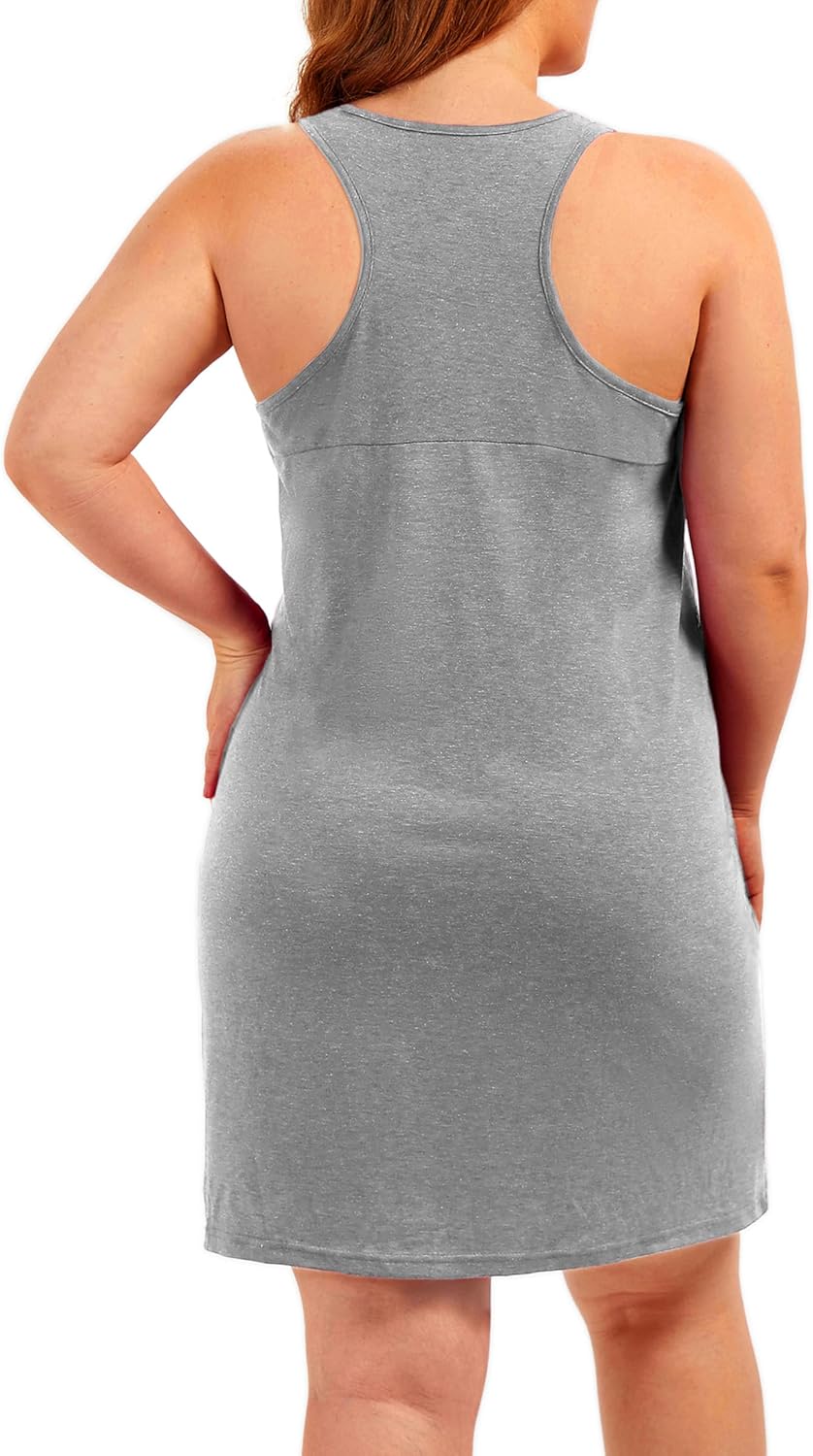 Plus Size Tank Nightgowns Women Sleepwear Racerback Sleeveless Night Gown Dresses Sleep Shirts - Image 2