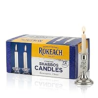 Vista 1 de Rokeach Velas estándar de Shabat, 72 unidades, velas de parafina blanca de sábado, 3 horas de tiempo de combustión