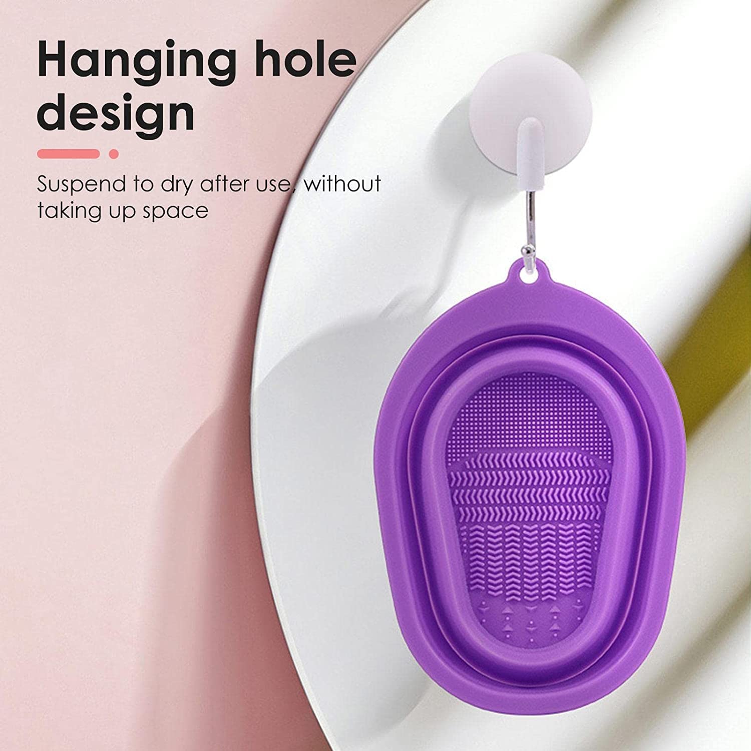Orbica Makeup Brush Cleaning Mat, Soft and Durable Silicone Cosmetic Cleaner Pad, Foldable Makeup Brush Cleaning Bowl, Portable Washing Tool Scrubber with 4 Textures (Pack Of 1) 1