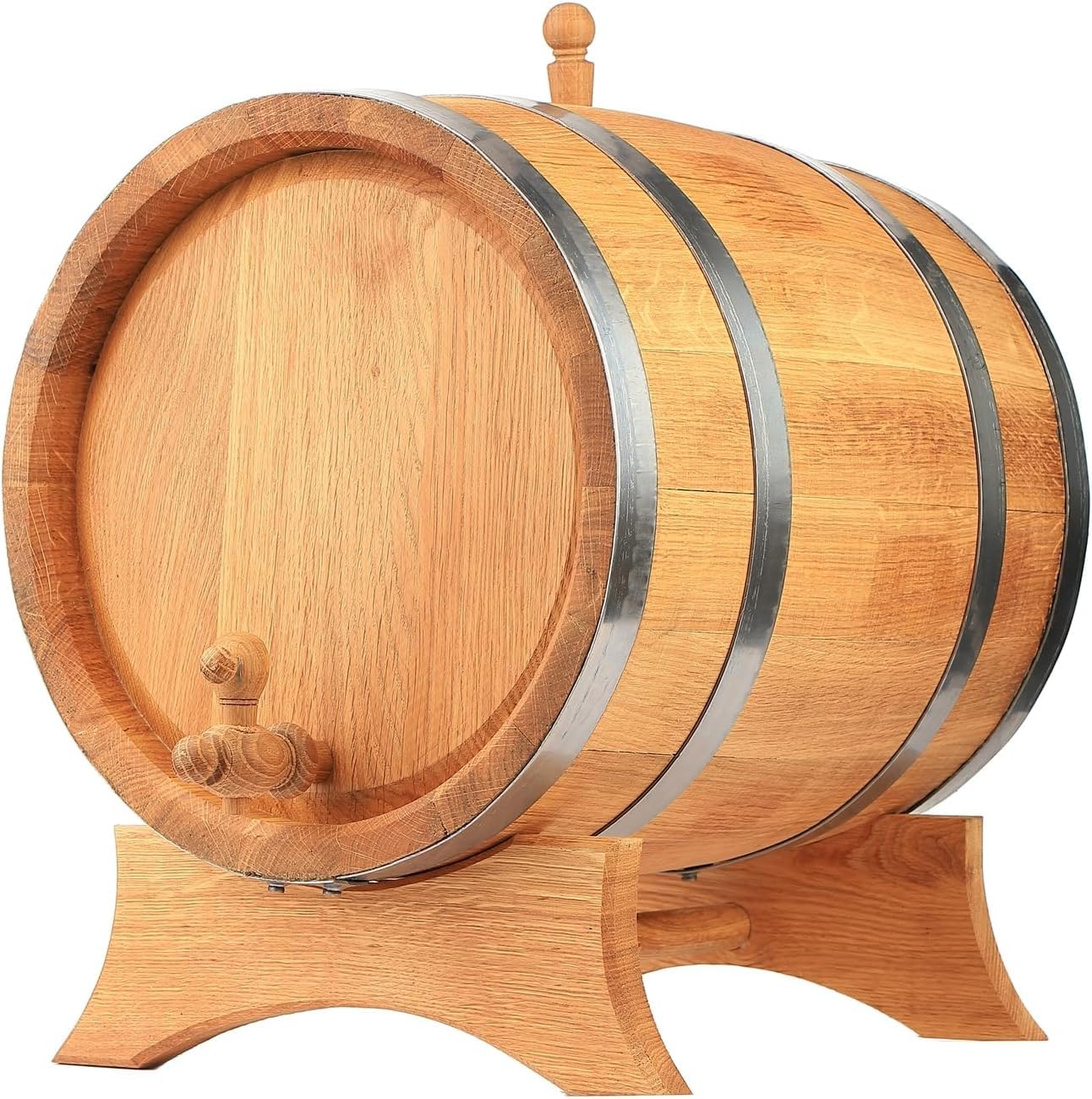 Tonneau en Bois de chêne Naturel 40L - Fabriqué à la Main, Idéal pour Vin, Whisky, Brandy et Plus - avec Support, Bouchon et Robinet, Fût en Bois Fût de chêne Fût de 40 litres