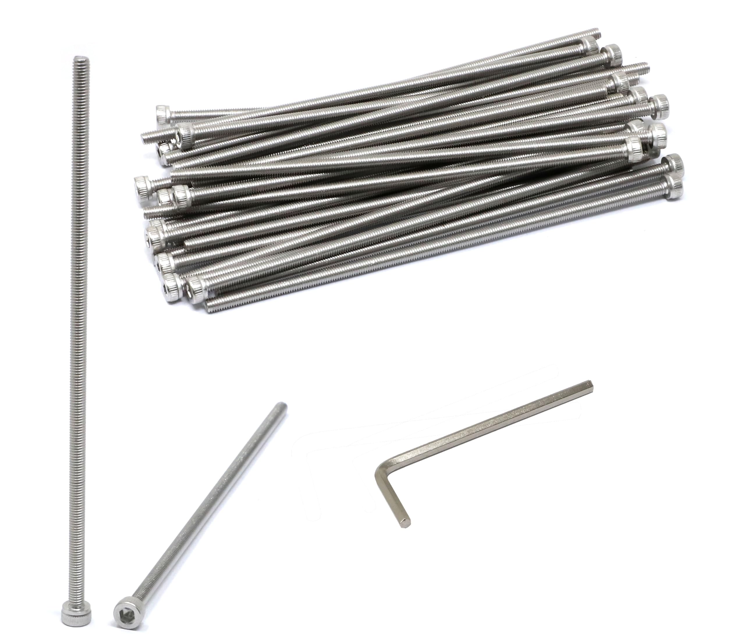 iexcell 25 Pcs M3 x 100mm Thread Pitch 0.5 mm Stainless Steel 304 Hex Socket Head Cap Screws Bolts Kit-picture-26