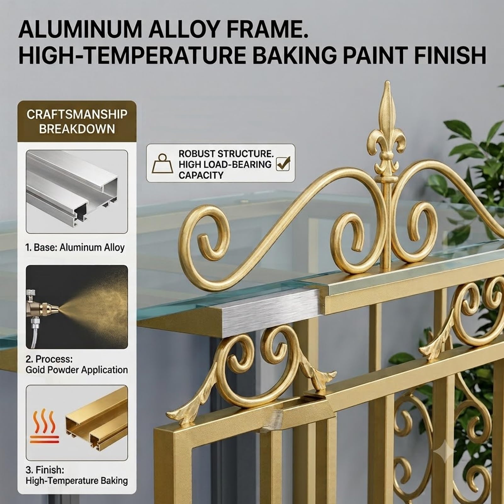 Reja para Ventana de Aluminio | Rejas Decorativas Exterior para Chalet, Ancho Personalizable 50-180cm, Protector Taladro(Blanco,100X120CM)